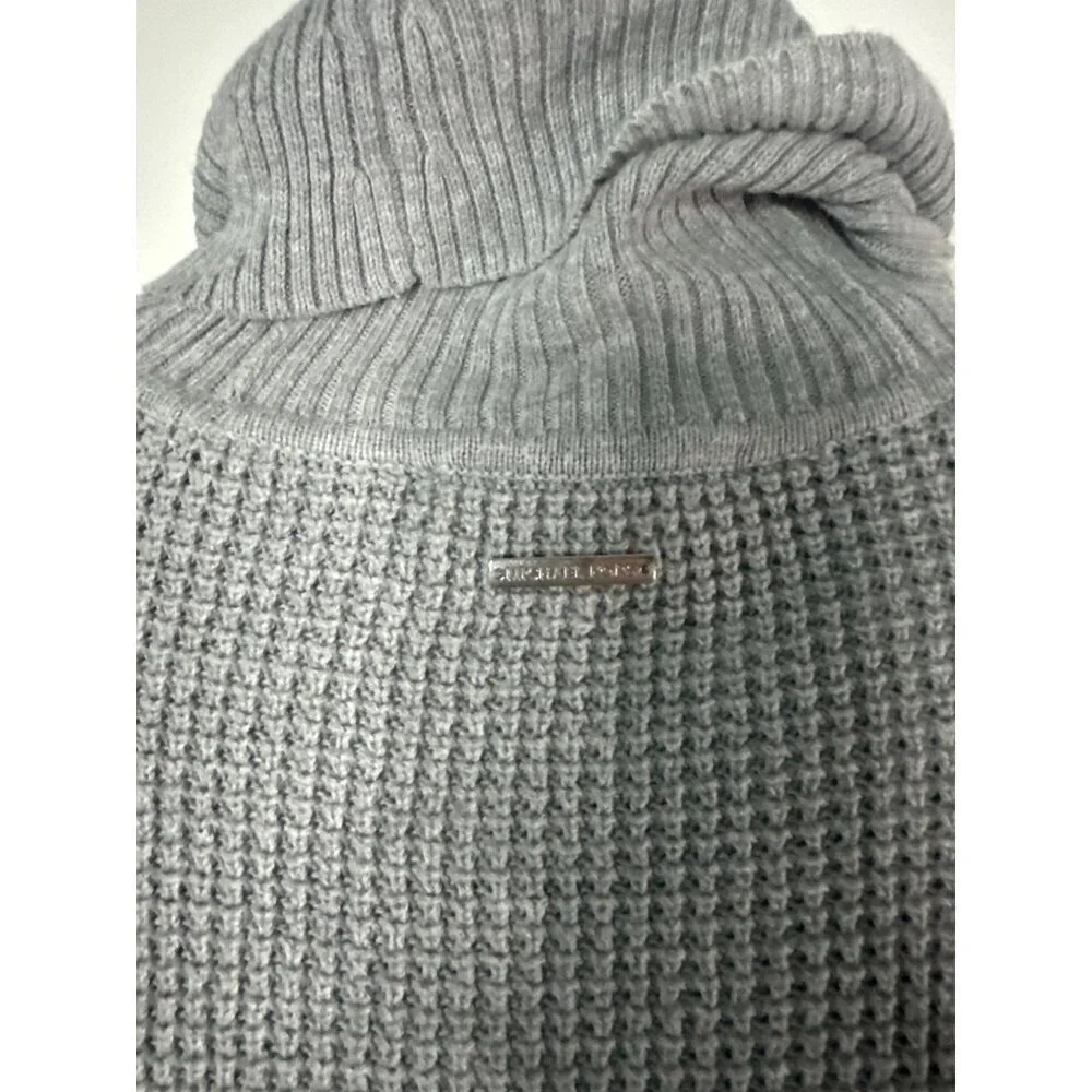Michael Kors Womens Cable Knit Sweater Size L Gray Chunky Soft Cozy Fall Y2K